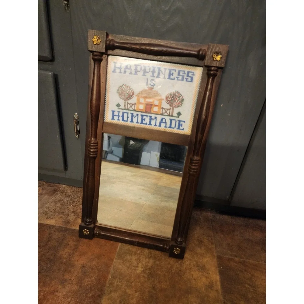 Vintage Wood Framed Cross Stitch 
